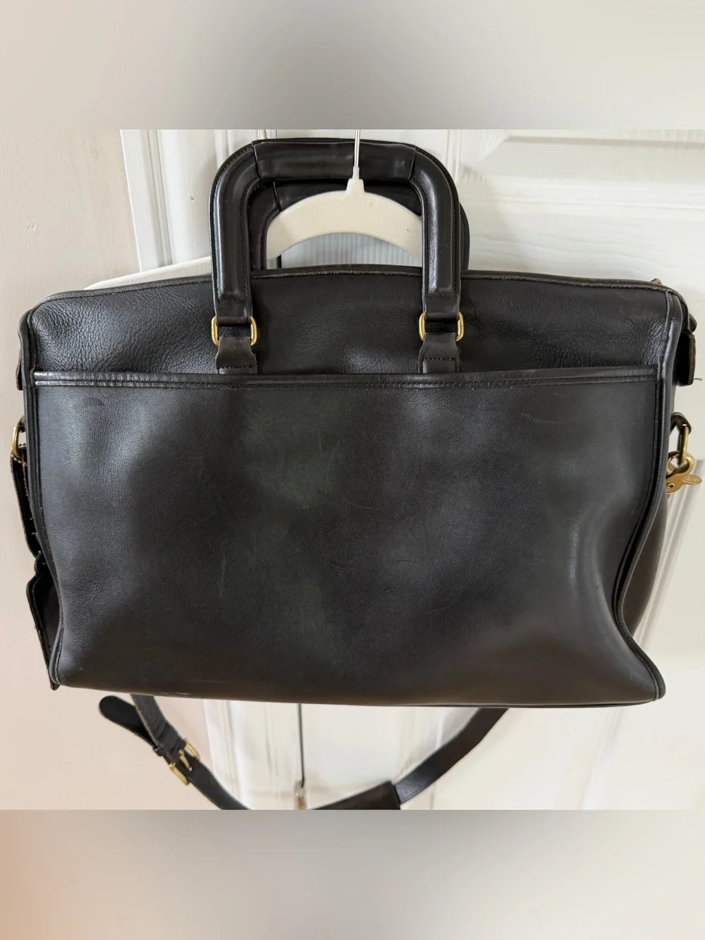 Vintage Coach Harrison Black Leather Briefcase with Top Handle